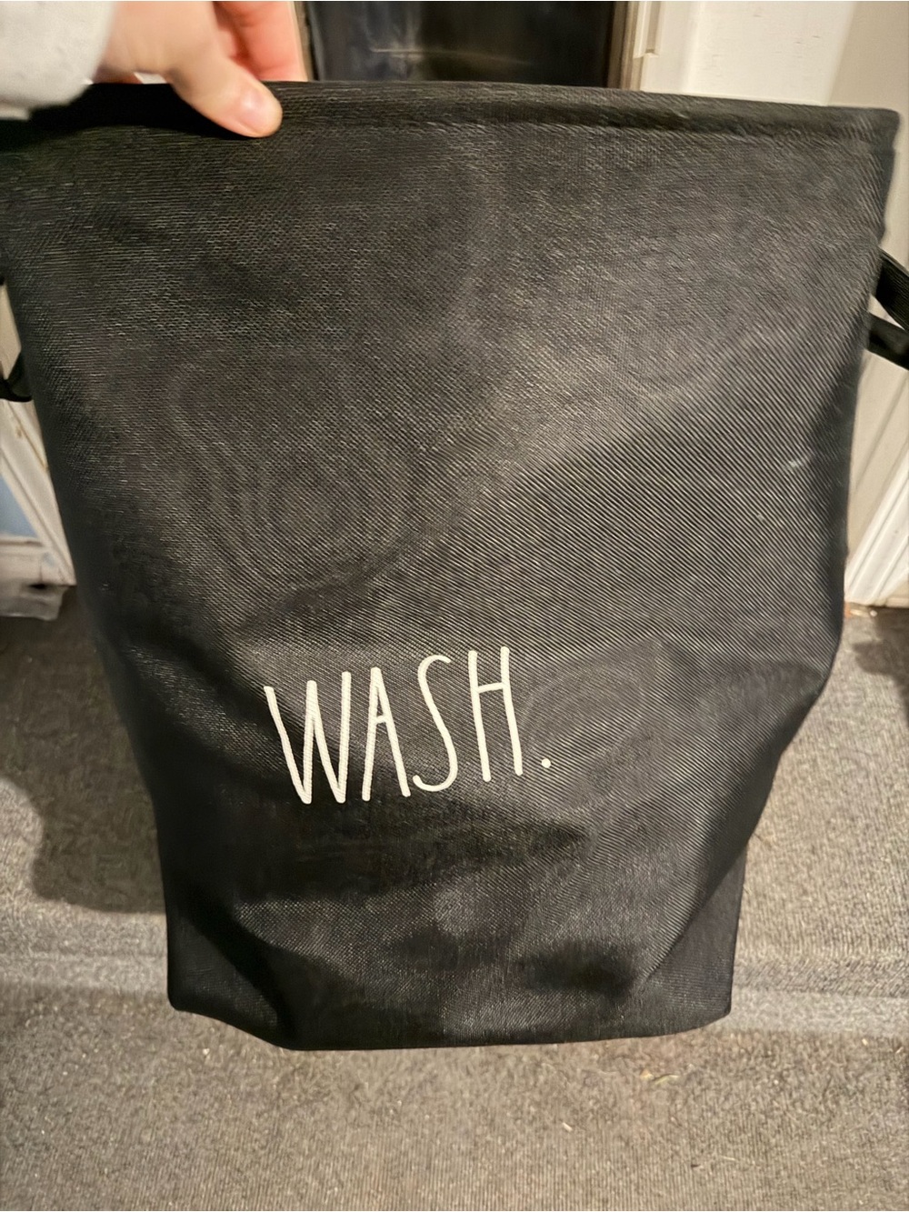 Black 'WASH.' Laundry Bag Tote - Rae Dunn